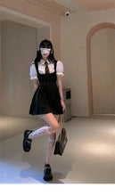 Harajuku Korean Fashion Preppy Dark Academia Aesthetic Shirt Pinafore Dress Set (Tie Included)