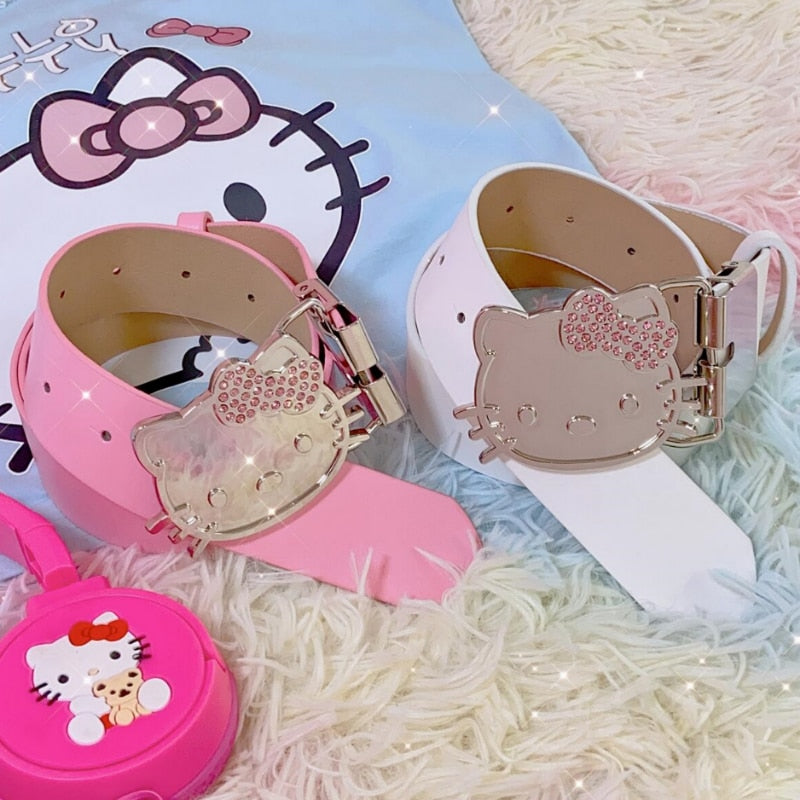 Harajuku Kawaii Fashion Y2K Aesthetic McBling Hello Kitty Rhinestone B ...