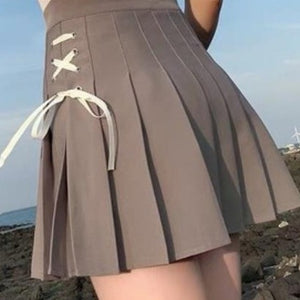 Harajuku Kawaii Aesthetic Coquette Side Corset Lacing Tennis Skirt