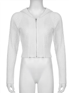 Y2K Cyber Fairy Grunge Aesthetic Acubi White Knit Cropped Cardigan