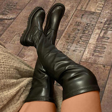 Korean Fashion Rubber Sole Overknee Faux Leather Boots