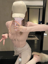 Korean Style Balletcore Ribbed Knit Bow Top