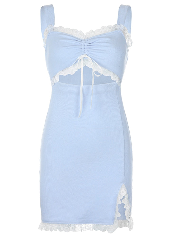 Harajuku Kawaii Fashion Aesthetic Summer Soft Girl Blue Knit Dress The Kawaii Factory Harajuku Kawaii Fashion Aesthetic Summer Soft Girl Blue Knit Dress The Kawaii Factory