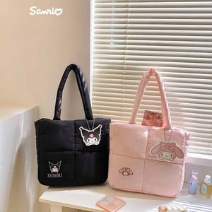 pink and black sanrio puffer bags kuromi and my melody