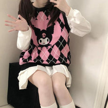 womens kawaii sanrio kuromi sweater vest argyle