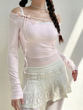 Kawaii Coquette Aesthetic Balletcore Dollette Off Shoulder Baby Pink Top