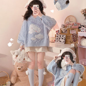 Pink Blue Cloud Short Sleeve T-Shirt - Kawaii Fashion Shop  Cute Asian  Japanese Harajuku Cute Kawaii Fashion Clothing