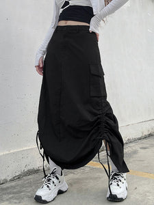 Y2K Fairy Grunge Adjustable Length Drawstring Cargo Skirt