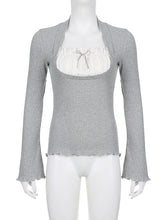 coquette clothes womens long sleeve milkmaid top gray 