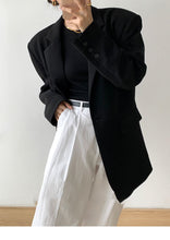 Korean Fashion Long Oversized Blazer Black