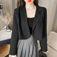 Korean Fashion Oversized Cropped Blazer Black