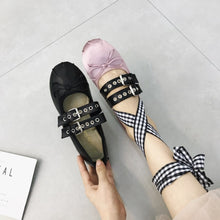 black and pink buckle satin ballet flats with black and white gingham laces ribbon