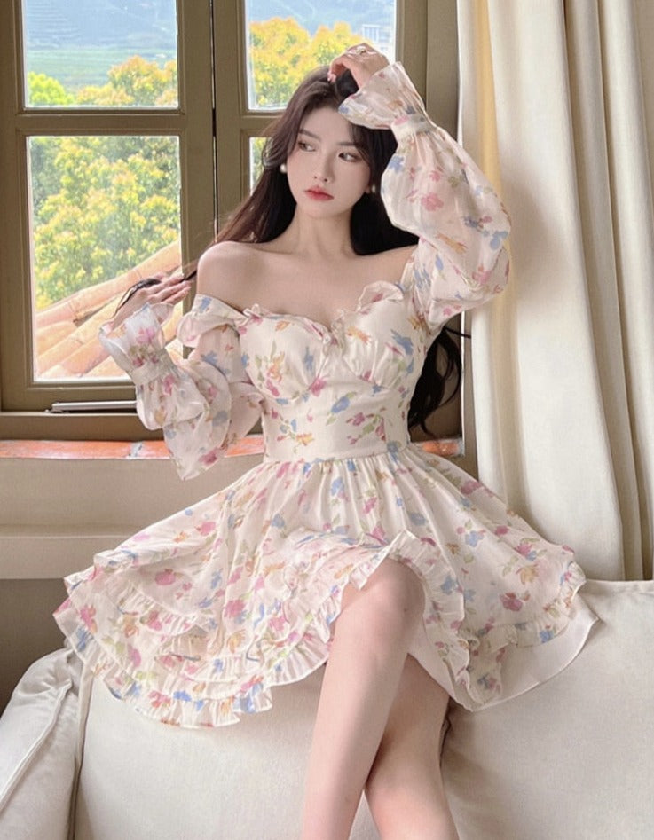 Pinterest Girl Aesthetic Dress Kawaii Aesthetic Soft Girl Pastel Floral Sweetheart Neckline Dress