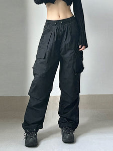 womens cargo trousers black