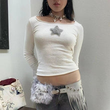 Y2K Fairy Grunge Star Girl Fuzzy Star Long Sleeve Top
