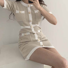 Korean Fashion Elegant Preppy Old Money Aesthetic Beige Knit Dress