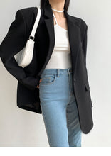 Korean Fashion Long Oversized Blazer Black