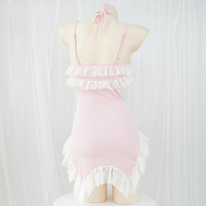 Harajuku Kawaii Y2K Baby Pink Ruched Dress