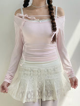 Kawaii Coquette Aesthetic Balletcore Dollette Off Shoulder Baby Pink Top