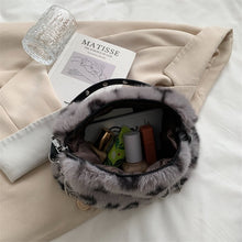 Korean Fashion Aesthetic Faux Fur Chain Shoulder Bag Gray
