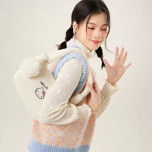 Y2K Kawaii Aesthetic Hello Kitty Faux Fur Plush Shoulder Bag