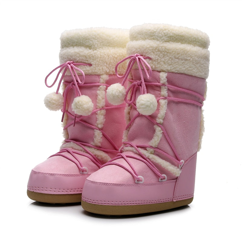 Kawaii Aesthetic Coquette Womens Pink Winter Boots – The Kawaii Factory