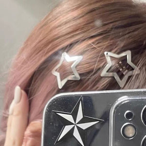 Y2K Silver Star Hairclips Star Girl Aesthetic Hair Clips