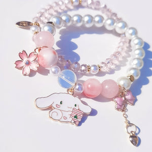 Harajuku Kawaii Fashion Cinnamoroll Sakura Pearl Bracelet