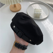 Harajuku Korean Fashion Leather Belt Beret (Black)