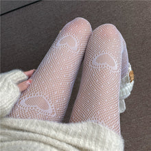 Harajuku Aesthetic Fashion Heart Polka Dot White Fishnet Tights