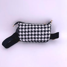 Harajuku Kawaii Fashion Y2K Aesthetic Houndstooth Shoulder Bag with Round Pouch (Black/Beige)
