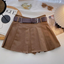 dark academia fashion for women brown pleated mini skirt school uniform