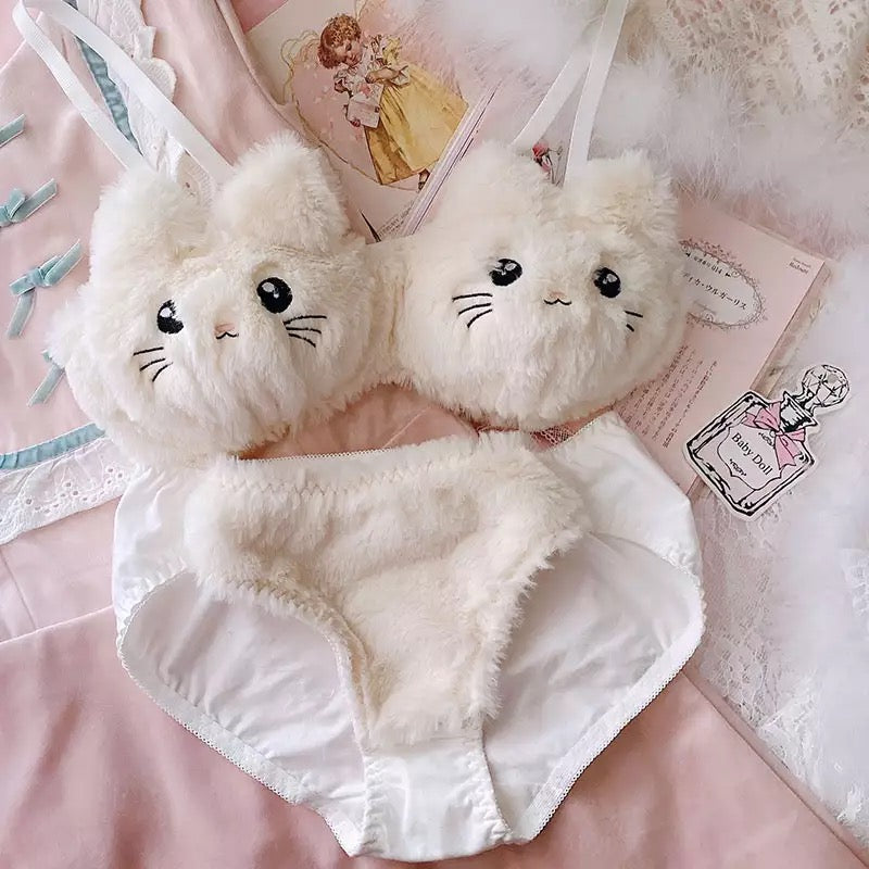 Harajuku Kawaii Fashion Fluffy Cat Lingerie Set
