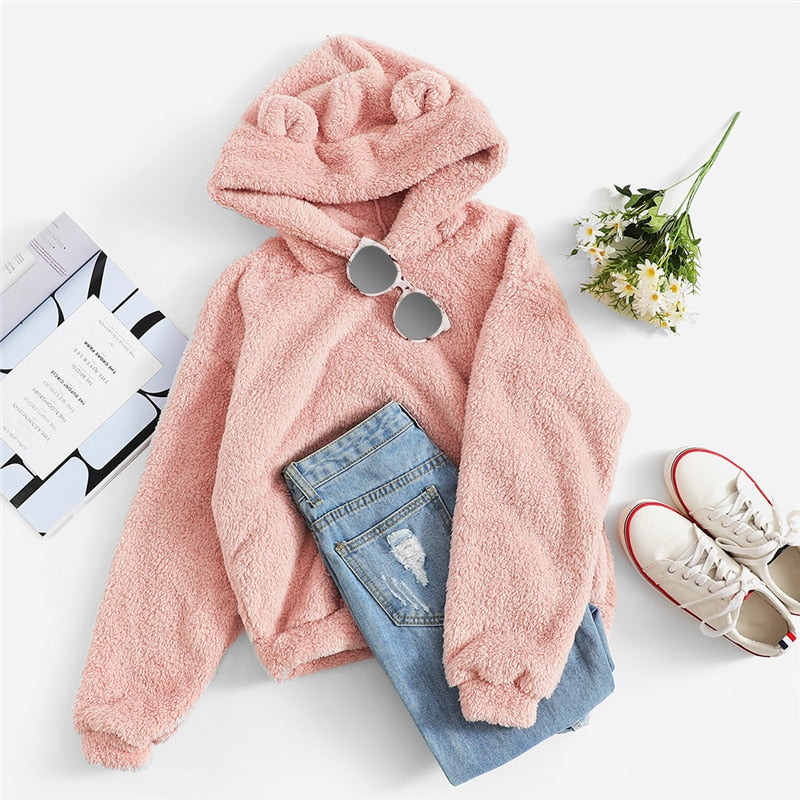 Cropped Hoodie Shein Fluffy Teddy Hoodie Fluffy Hoodie Shein
