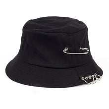 Korean Style Piercing Bucket Hat (Black/Pink/White)