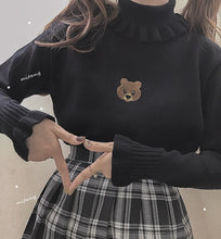 Harajuku Soft Sister Bear Turtleneck Knit Sweater