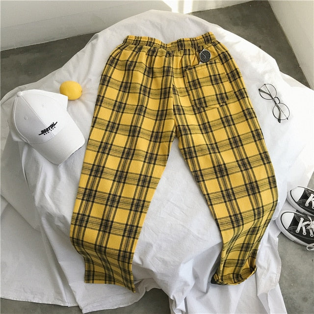 Korean Style Casual Plaid Drawstring Pants (4 Colors) – The
