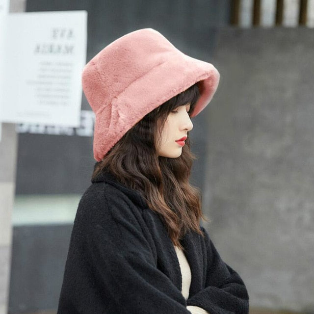 Harajuku Faux Fur Bucket Hat – The Kawaii Factory