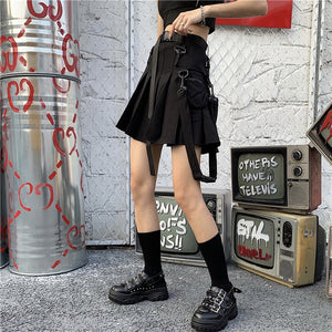 Harajuku Streetstyle Tactical Utility Skirt (Black/Grey)