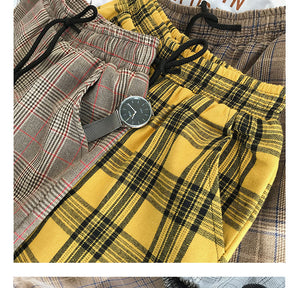 Korean Style Casual Plaid Drawstring Pants (4 Colors)