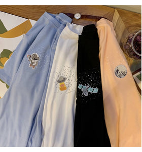 Harajuku Embroidered Space Station Tshirt (4 Colors)