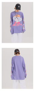 Harajuku Anime Girl Creamy Mami Oversized Long Sleeve Tshirt (Purple/White/Black)