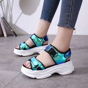 Harajuku Holographic Iridescent Platform Sandals (2 Colors)