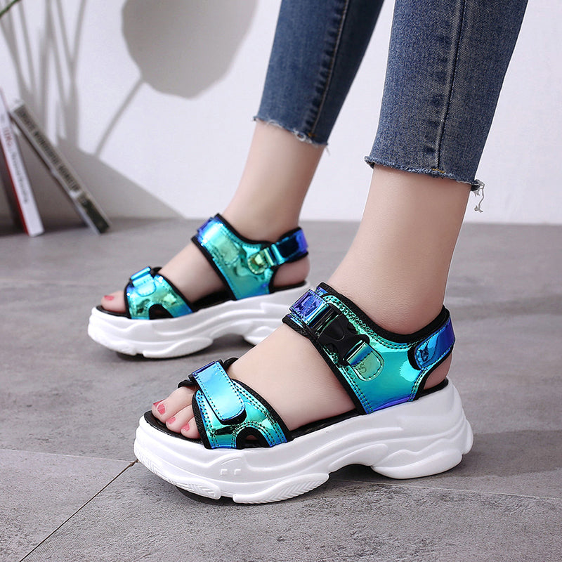 Womens Casual Platform Sandals Roma Peep Toe Wedge High Heels Summer Beach  Shoes | eBay