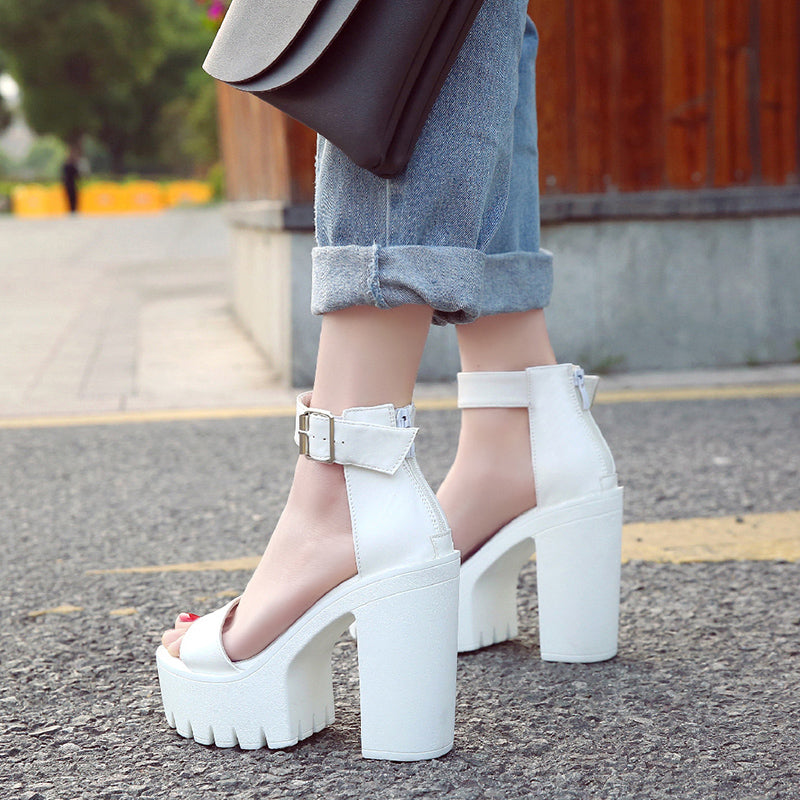 White Chunky Heels for Women - Up to 65% off | Lyst