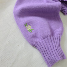 Blackpink Jennie Floral Knit Cardigan Top Set (White/Black/Purple)