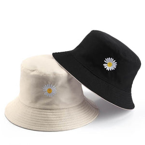 Harajuku Embroidered Daisy Reversible Bucket Hat (3 Colors)