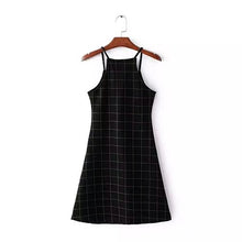 Korean Style Checkered Black Cami Dress