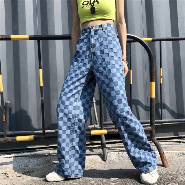 Harajuku Streetstyle Checkered Wide Leg Jeans