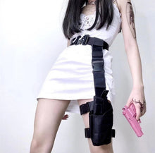 korean street style womens thigh harness bag black